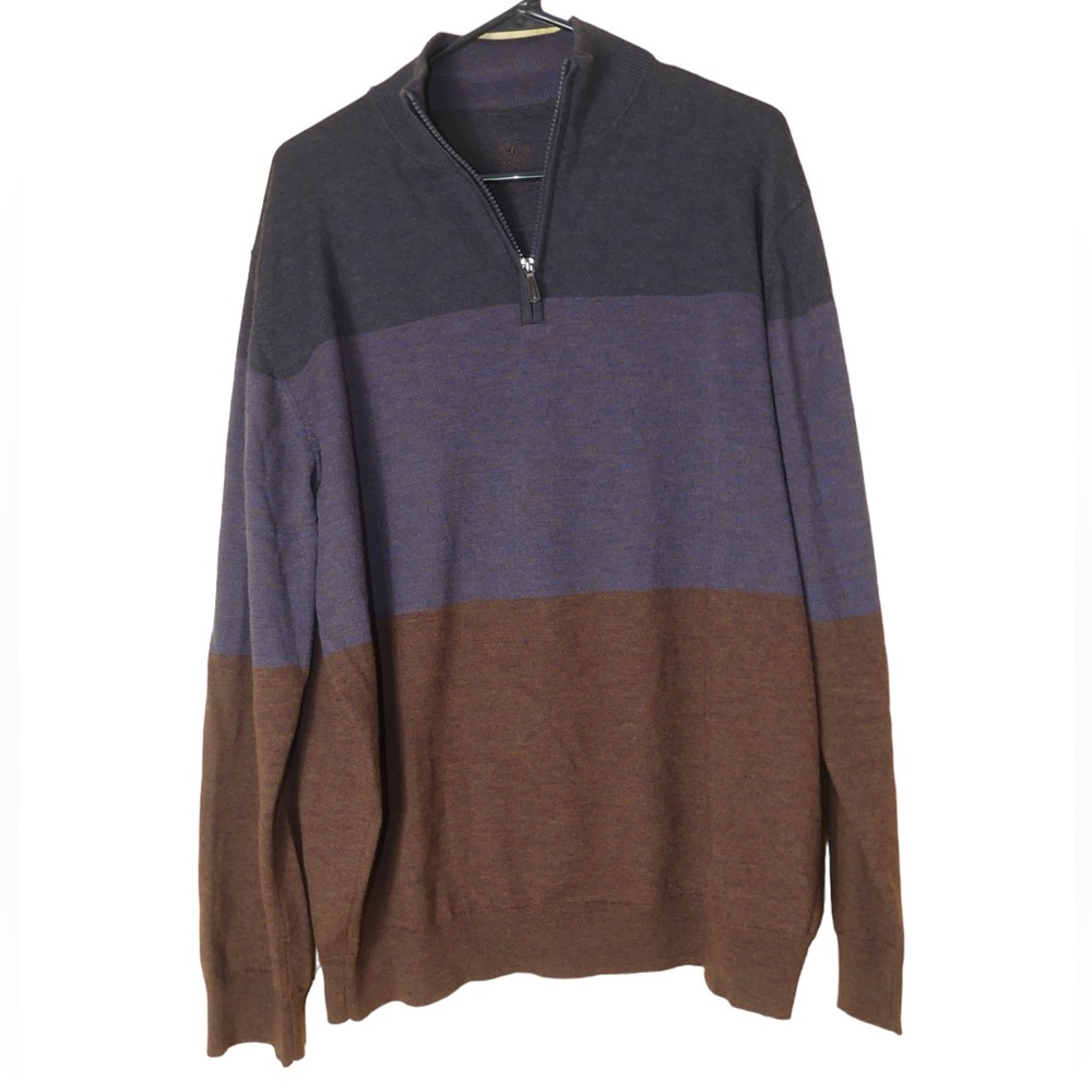 Bugatchi Uomo Men’s XL Sweater 100% Merino Wool Colorblock